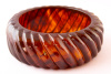 BB184 rootbeer diagonal carved bakelite bangle